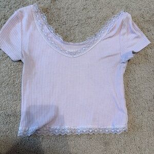 Aeropostale Lavender Lace Trim Crop Top